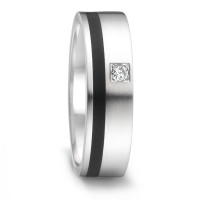 Partnerring Edelstahl, Keramik Diamant 0.04 ct, tw-si-306386
