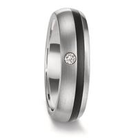 Partnerring Edelstahl, Keramik Diamant 0.04 ct, tw-si-306405