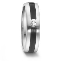 Partnerring Edelstahl, Keramik Diamant 0.04 ct, tw-si-306413