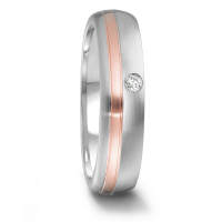 Partnerring Edelstahl, 750/18 K Rosegold Diamant 0.04 ct, tw-si-307512