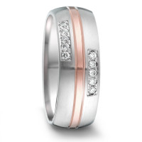 Partnerring Edelstahl, 750/18 K Rosegold Diamant 0.12 ct, 10 Steine, tw-si-308058