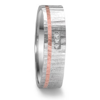 Partnerring Edelstahl, 750/18 K Rotgold Diamant 0.036 ct, 3 Steine, tw-si-308113
