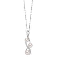 Halskette mit Anhänger Silber Süsswasserzuchtperle und Zirkonia, 45 cm