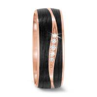 Partnerring 750/18 K Rosegold, Carbon Diamant 0.034 ct, 5 Steine, tw-si-350602