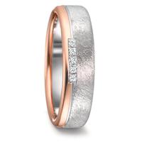 Partnerring 750/18 K Weissgold, 750/18 K Rotgold Diamant 0.05 ct, 5 Steine, tw-si-528381