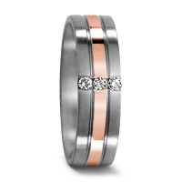 Partnerring Titan, 750/18 K Rotgold Diamant 0.06 ct, 3 Steine, w-si-529077