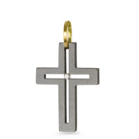 Anhänger Titan, 750/18 K Gelbgold Diamant 0.01 ct, w-si
