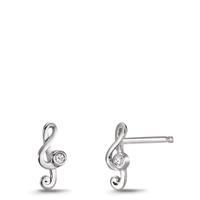 Ohrstecker Silber Zirkonia 2 Steine rhodiniert Notenschlüssel-531204