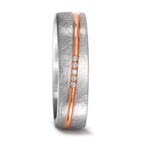 Partnerring 750/18 K Weissgold, 750/18 K Rotgold Diamant 0.025 ct, 5 Steine, w-si-541394