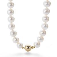 Collier 750/18 K Gelbgold Süsswasserzuchtperlen weiss 7-8 mm 45 cm-543255