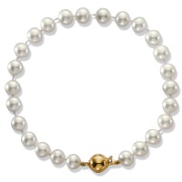 Armband 750/18 K Gelbgold Süsswasserzuchtperlen 7-8 mm 19 cm-543256