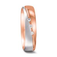 Partnerring 750/18 K Rotgold, 750/18 K Weissgold Diamant 0.045 ct, 3 Steine, tw-vsi-544950