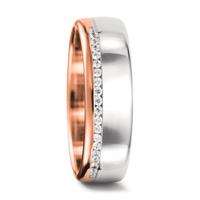 Partnerring 750/18 K Weissgold, 750/18 K Rotgold Diamant 0.10 ct, 20 Steine, tw-vsi-544984