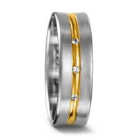 Partnerring 750/18 K Weissgold, 750/18 K Gelbgold Diamant 0.024 ct, 3 Steine, tw-vsi-544986