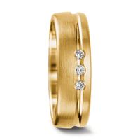 Partnerring 750/18 K Gelbgold Diamant 0.06 ct, 3 Steine, tw-vsi-544990