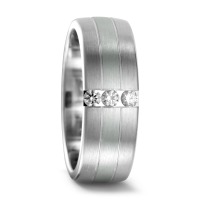 Partnerring 750/18 K Weissgold, 950 Platin Diamant 0.12 ct, 3 Steine, tw-vsi-545077