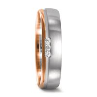 Partnerring 750/18 K Weissgold, 750/18 K Rotgold Diamant 0.045 ct, 3 Steine, w-si-545208