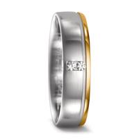 Partnerring 750/18 K Weissgold, 750/18 K Gelbgold Diamant 0.05 ct, 2 Steine, w-si-545235