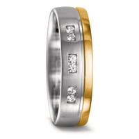 Partnerring 750/18 K Weissgold, 750/18 K Gelbgold Diamant 0.09 ct, 6 Steine, w-si-545243