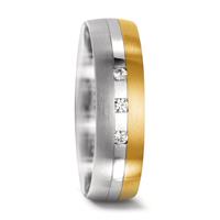 Partnerring 750/18 K Weissgold, 750/18 K Gelbgold Diamant 0.045 ct, 3 Steine, w-si-545248