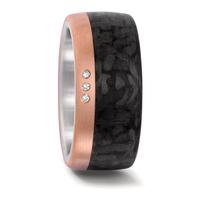 Partnerring Edelstahl, 750/18 K Rosegold, Carbon Diamant 0.03 ct, 3 Steine, w-si-545694
