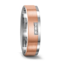 Partnerring 750/18 K Weissgold, 750/18 K Rosegold Diamant 0.03 ct, 3 Steine, w-si-545852