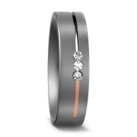 Partnerring Titan, 750/18 K Rotgold Diamant 0.06 ct, 3 Steine, w-si-545949