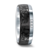 Partnerring Edelstahl, Carbon Diamant 0.03 ct, 3 Steine, w-si-546086