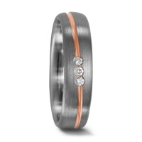 Partnerring 500 Palladium, 750/18 K Rotgold Diamant 0.045 ct, 3 Steine, w-si-547380