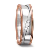 Partnerring 750/18 K Weissgold, 750/18 K Rotgold Diamant 0.09 ct, 3 Steine, w-si-549119