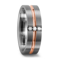 Fingerring Titan, 750/18 K Rotgold Diamant 0.06 ct, 3 Steine, w-si-551454