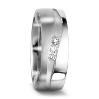 Partnerring 750/18 K Weissgold Diamant 0.105 ct, 3 Steine, tw-vsi-552030