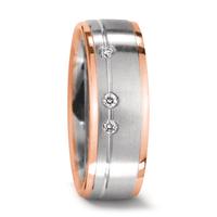 Partnerring 750/18 K Weissgold, 750/18 K Rotgold Diamant 0.06 ct, 3 Steine, w-si-552036