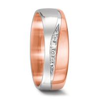 Partnerring 750/18 K Rotgold, 750/18 K Weissgold Diamant 0.05 ct, 6 Steine, w-si-553418