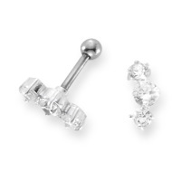 Piercing Edelstahl Kristall 3 Steine-554314
