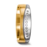 Partnerring 750/18 K Gelbgold, 750/18 K Weissgold Diamant 0.05 ct, 10 Steine, tw-vsi-556627
