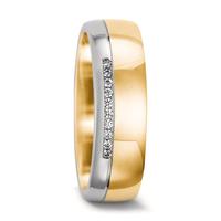 Partnerring 750/18 K Gelbgold, 750/18 K Weissgold Diamant 0.05 ct, 10 Steine, tw-vsi-556670