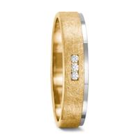 Partnerring 750/18 K Gelbgold, 750/18 K Weissgold Diamant 0.03 ct, 3 Steine, tw-vsi-556686