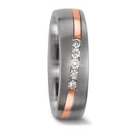 Partnerring Titan, 585/14 K Rotgold Diamant 0.15 ct, 5 Steine, w-si-557178