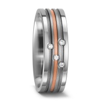 Partnerring Titan, 750/18 K Rotgold Diamant weiss, 0.04 ct, 4 Steine, w-si-560760