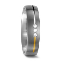 Partnerring Titan, 750/18 K Gelbgold Diamant weiss, 0.06 ct, 3 Steine, w-si-560761
