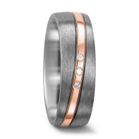 Partnerring Titan, 750/18 K Rotgold Diamant weiss, 0.03 ct, 3 Steine, w-si-560853