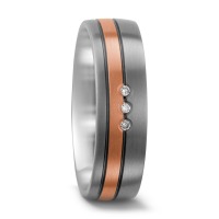 Partnerring Titan, 750/18 K Rotgold Diamant weiss, 0.03 ct, 3 Steine, w-si-561984