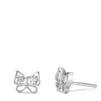 Ohrstecker Silber Zirkonia weiss, 4 Steine rhodiniert Schmetterling-562307
