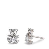 Ohrstecker Silber Zirkonia weiss, 2 Steine rhodiniert Teddybär-562308