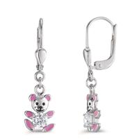 Ohrhänger Silber Zirkonia weiss, 2 Steine rhodiniert Teddybär-562311