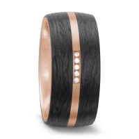 Fingerring 750/18 K Rotgold, Carbon Diamant weiss, 0.035 ct, 5 Steine, w-si-562401