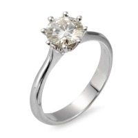 Solitär Ring 750/18 K Weissgold Moissanite rhodiniert Ø7 mm-563283