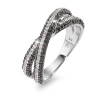 Fingerring 750/18 K Weissgold Diamant schwarz, 0.23 ct, 173 Steine, w-si-563573