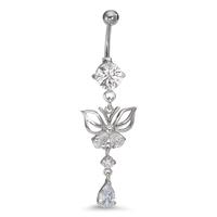 Bauchpiercing Edelstahl Zirkonia 5 Steine Schmetterling-563783